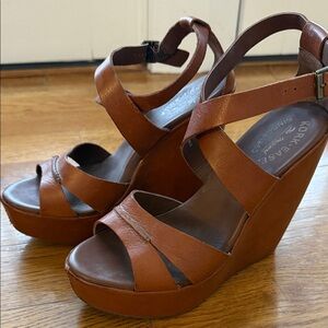 Kork-Ease Women's Brown Leather Wedge Sandals